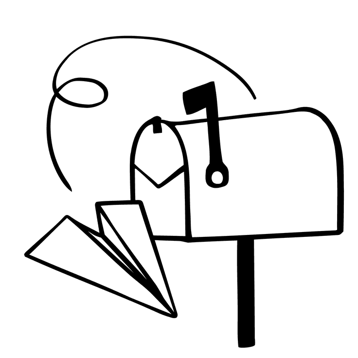 Mailbox and paper plane illustration