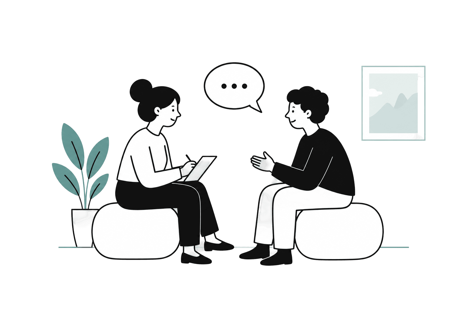 Two GuideMe specialists in a thoughtful conversation